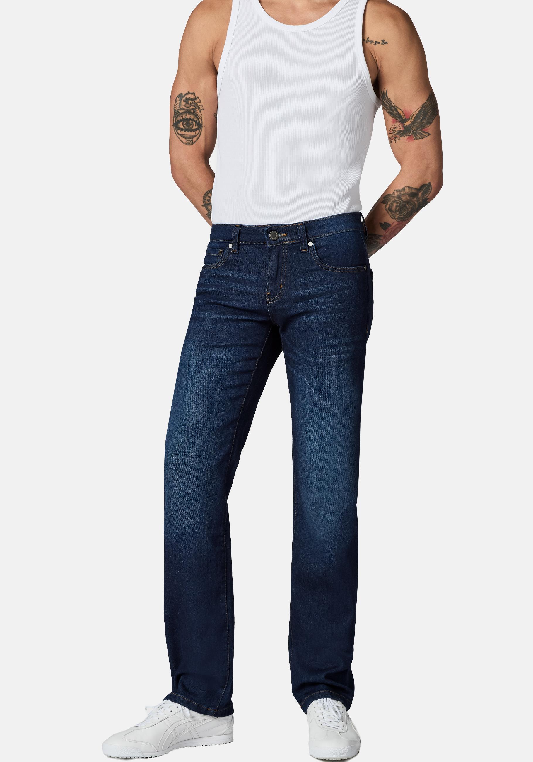 Straight-Jeans PEAK TIME "Orbis", Herren, Gr. 31, Länge 32, plasma indigo, Jeans, Obermaterial: 88% Baumwolle, 11% Polyester, 1% Elasthan, straight fit lang, Jeans Straight-Jeans, Herren Jeans mit Logoprägung