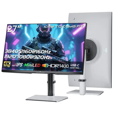 KTC MiniLED Gaming Monitor 27Zoll | 4K@160Hz, FHD@320Hz Nahtlose Umschaltung | 1152 Zone Local Dimming VESA Display HDR1400 M27P6