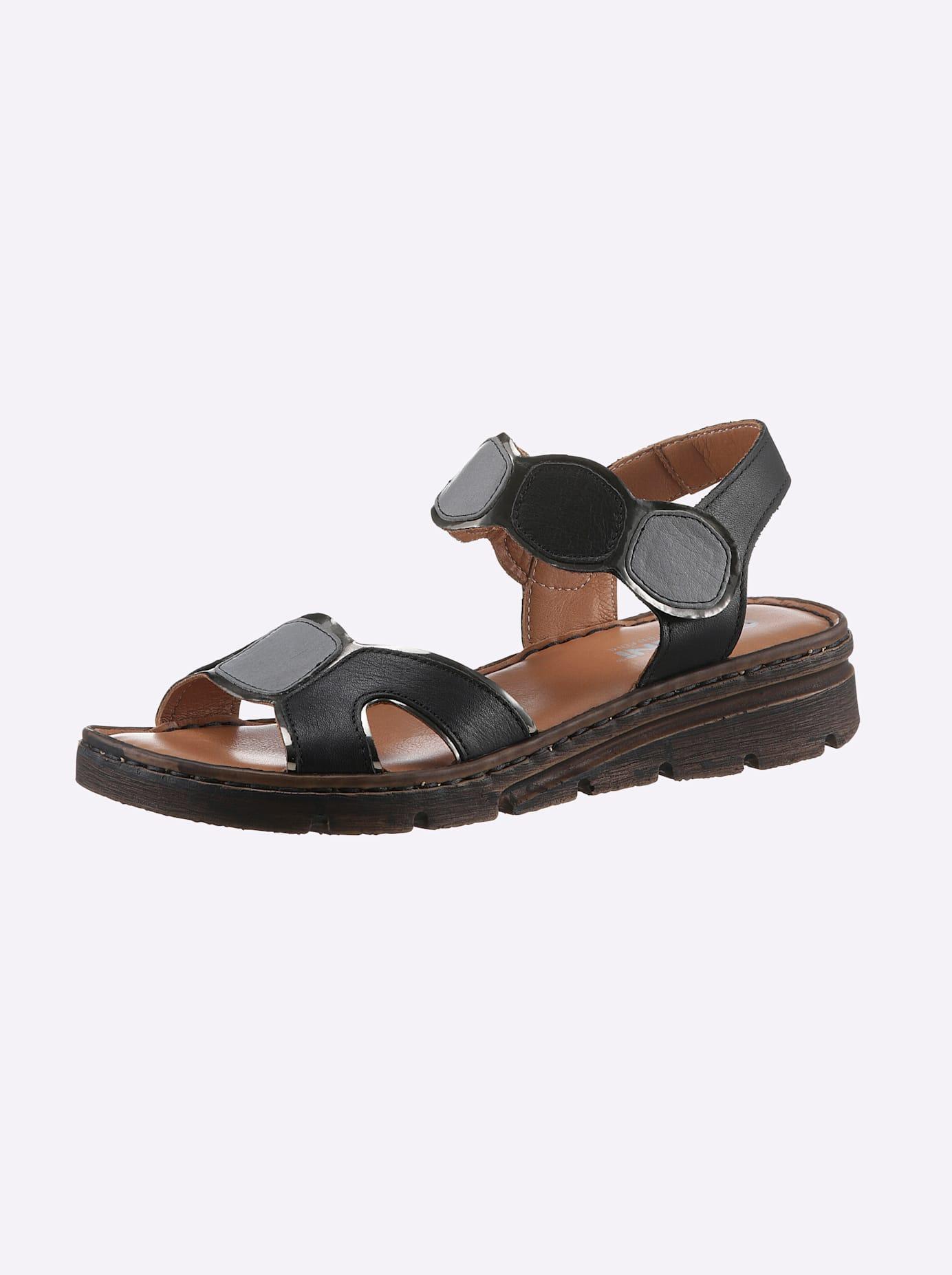 Sandale GEMINI, Damen, Gr. 40, schwarz, Glattleder, Schuhe Sandale