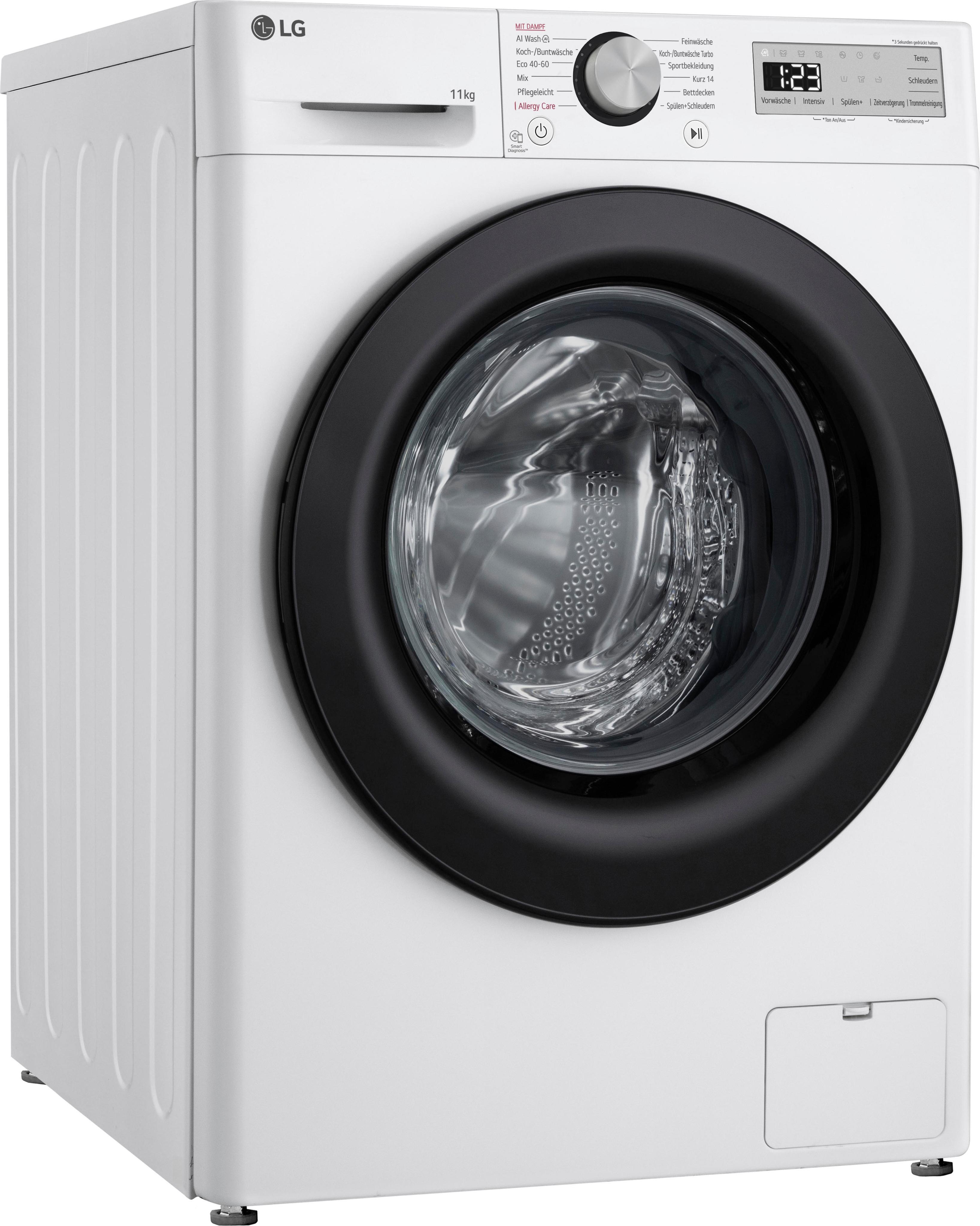 LG Waschmaschine "F4WR4911P", Energieeffizienz: A (A-G), schwarz-weiß (weiß), B:60cm H:85cm T:57cm, Waschmaschinen, Steam-Funktion