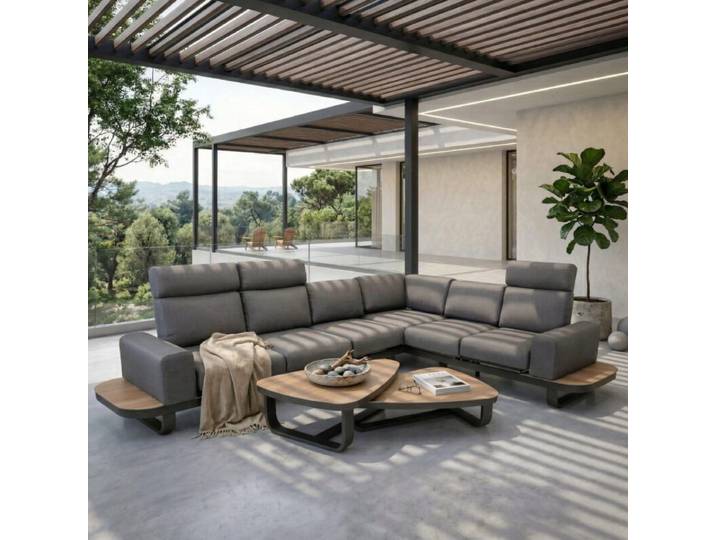 Lesli Living Zanzibar Loungeset Set mit Relaxfunktion bei 3 Sitzen – hoher Sitzkomfort Industrial, Organic Modern verstellbare Sitzfläche