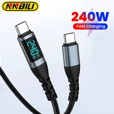 NNBILI 240W USB-C zu USB-C Schnellladekabel PD3.1 mit Digitalanzeige Datenkabel für iPhone 17 16 Samsung S26 Huawei Tablet Laptop