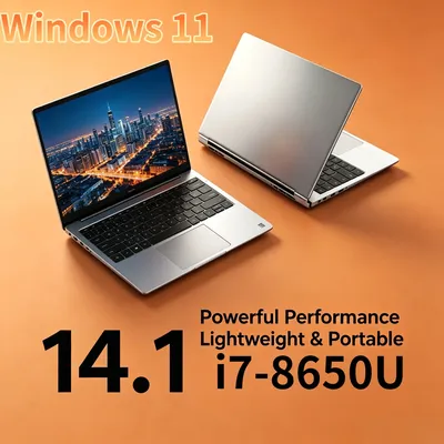 14,1 Zoll Ultra Slim Laptop 32GB RAM 2TB SSD Windows 11 Intel Core i7 8650U Gaming PC Gamer Office Notebook 1920x1080 HD Pro