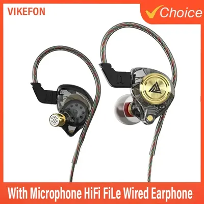 QKZ AK3 FiLe Wired Kopfhörer mit Mikrofon Für Sport Gaming Ohrhörer HiFi Musik Monitor Bass Kopfhörer Noise Cancelling Headset