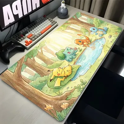 Mauspad Gaming PC-Zubehör Pikachu Gamer Cabiner Tastaturunterlage XXL P-Pokémon Desktop-Mausmatte Teppich Kawaii Gummi-Mauspad