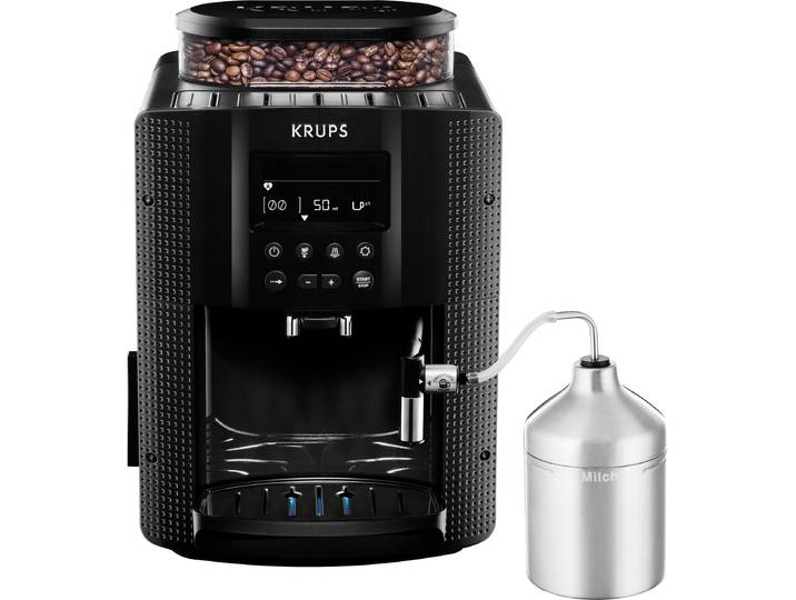 KRUPS Kaffeevollautomat EA8160 Essential Espresso , schwarz, B:24,5cm H:36,5cm T:33cm, Kaffeevollautomaten, Wassertankkapazität: 1,7 Liter, inkl. Auto Cappuccino XS6000 Set, Kaffeevollautomat