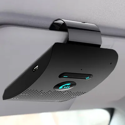 Bluetooth 5.0 Freisprecheinrichtung Car Kit Hifi-Lautsprecher 2W kabelloser Audioempfänger MP3-Musik-Player Noise Cancelling Sonnenblende Clip