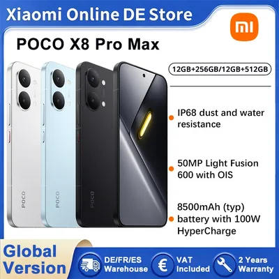 POCO X8 Pro Max Global Version Smartphone 256GB/512GB 6.83'' 1.5K 120HZ Display 50MP MediaTek Dimensity 9500s 8500mAh NFC IP68