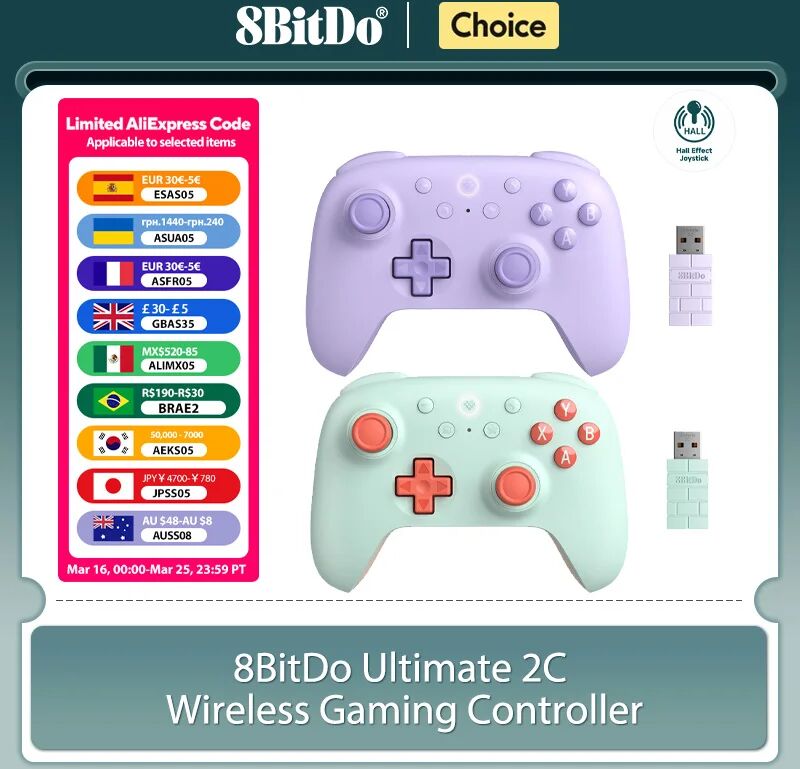 8BitDo Ultimate 2C Wireless Gaming Controller für PC, Windows 10, 11, Steam Deck, Raspberry Pi, Android Gamepad Zubehör