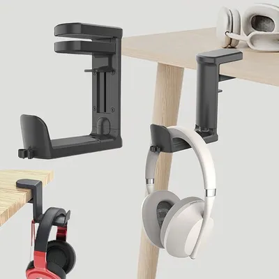 Kopfhörerständer unter dem Schreibtisch 360° ° Rotierende Clip-on unterstützt Kopfhörer Display Rack Gaming Headset Aufhänger Haken Organizer (kein Locher)