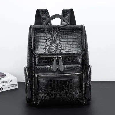 Alligator Leder männer Rucksack Business Laptop Tasche Männer Große Kapazität Reise Rucksäcke Schul Rucksack Student Schule Tasche