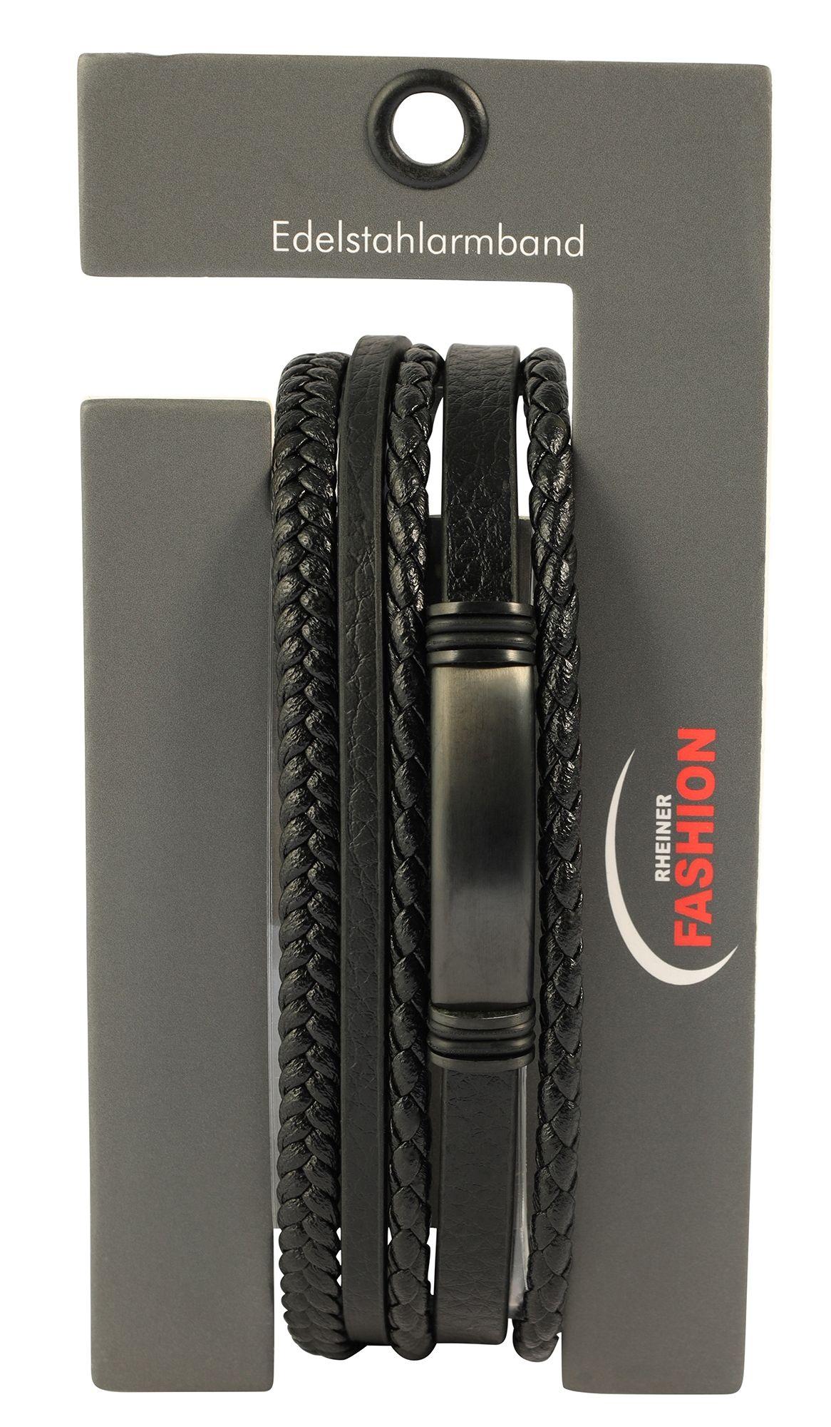 Armband ADELIA´S "Herren Armband – Lederarmband aus Leder 19 cm", schwarz, Armbänder, Herren, 19cm, Leder, Armband, Ideal als Geschenk – dezent und elegant