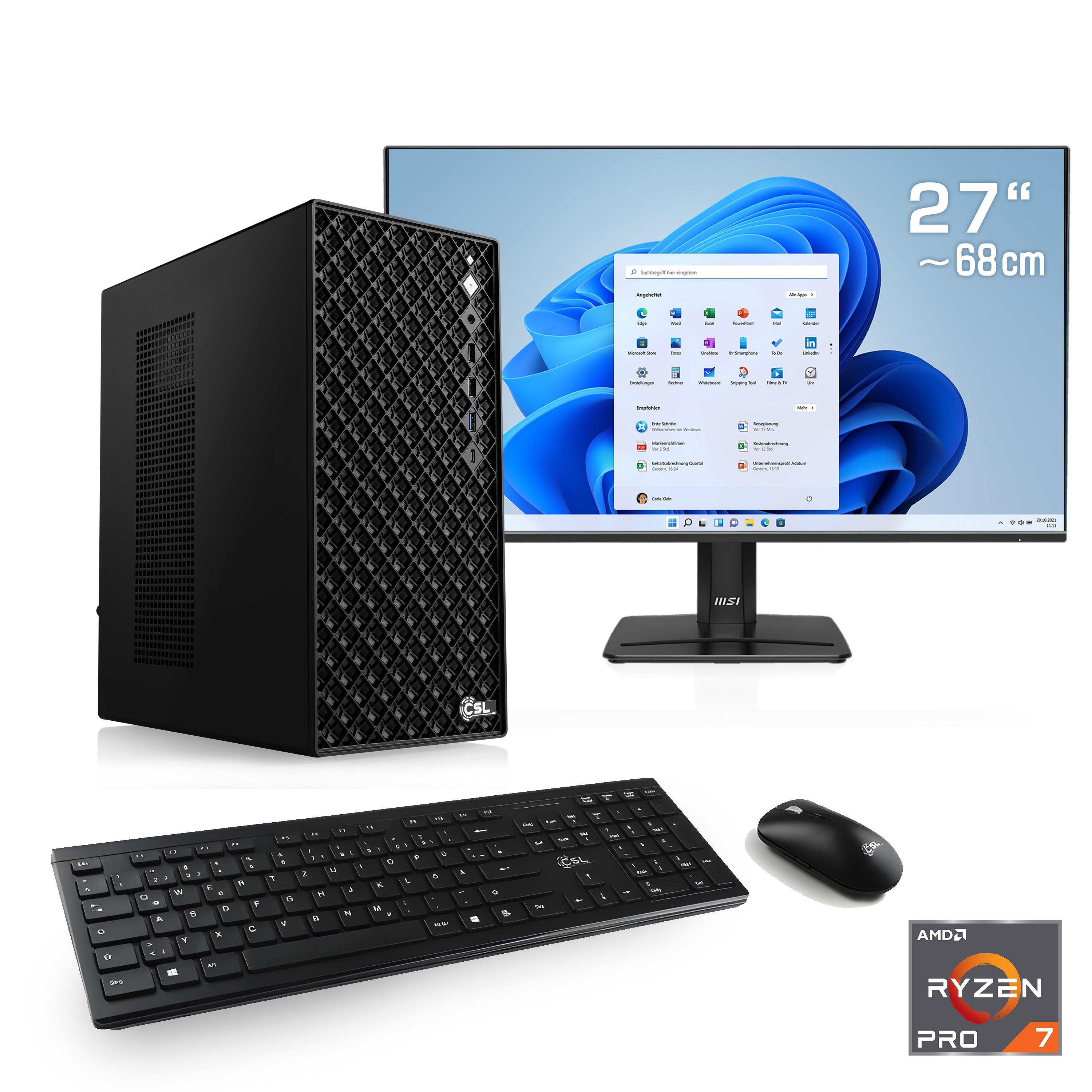 CSL PC-Komplettsystem "Mystic V24153", Energieeffizienz: E (A-G), schwarz, Microsoft Windows 11 Home (64 Bit), 32 GB RAM 1.000 GB SSD, Computer_Komplettsysteme