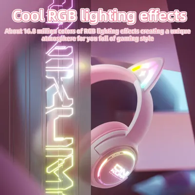 ONIKUMA GT838 Gaming Headset Gamer Headset Stereo Headset mit Mikrofon RGB Beleuchtung Niedlicher 3D Cartoon für iPad Tablet PS4