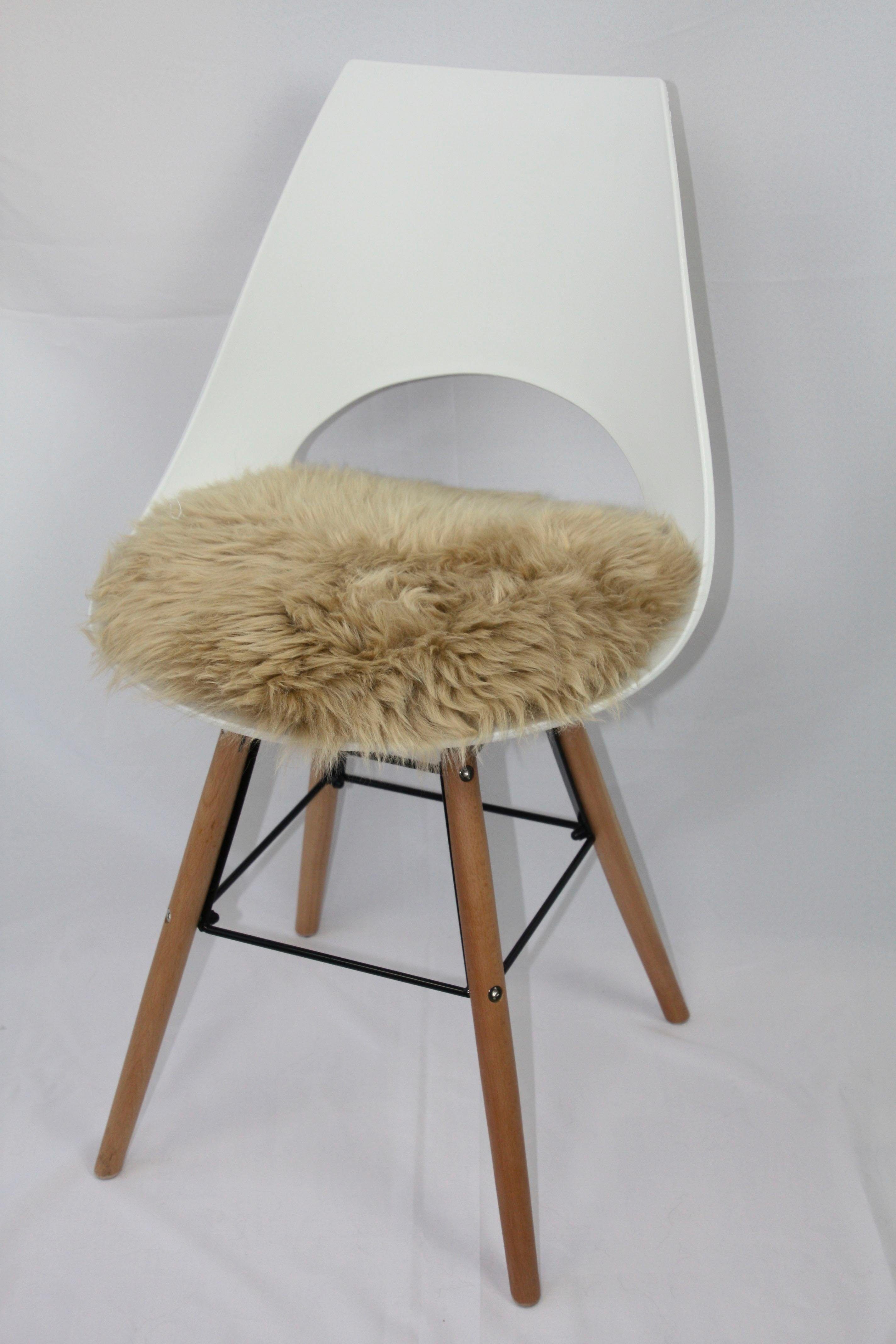 Stuhlkissen HEITMANN FELLE "Lamm, Sitzauflage rund" Gr. 41, braun (camelfarben, felloptik unifarben), B:45cm L:45cm Ø:45cm, Lammfell, Dekokissen_Sitzkissen_Kissenhüllen, Stuhlkissen, Ø 45 cm, echtes Lammfell, waschbar, auch als 2er oder 4er Set