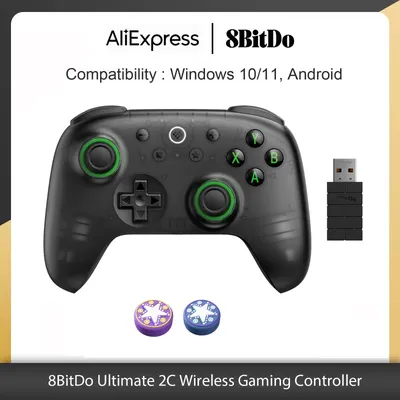 8BitDo Ultimate 2C Wireless Gaming Controller mit Hall-Effekt-Joystick für Windows 10/11 Android-New Transparent Black Edition