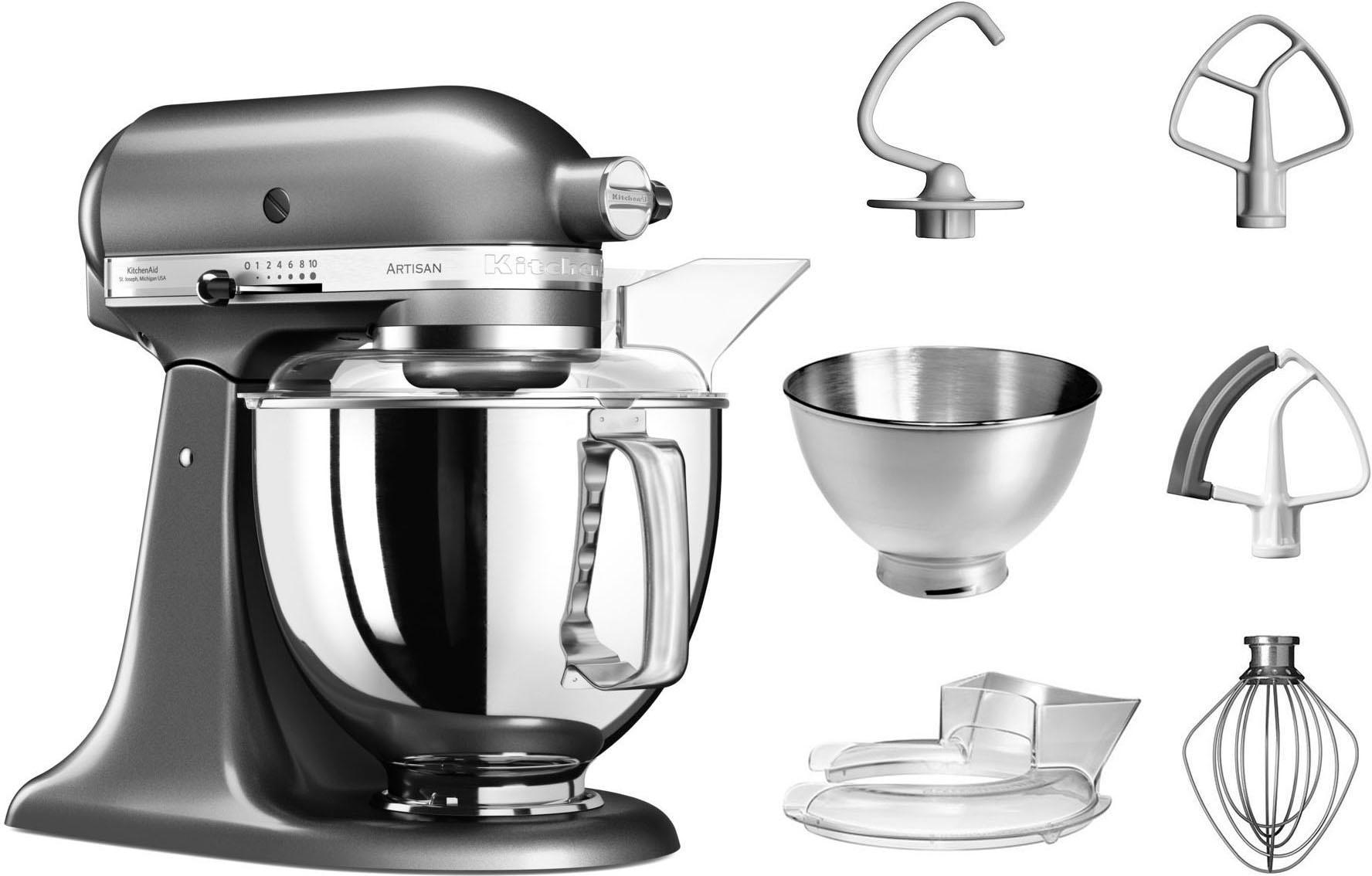KITCHENAID Küchenmaschine "5KSM175PSEMS MEDALLION-SILBER", silber (medallion, silber), B:37cm H:36cm, Küchenmaschinen, mit Zubehör im Wert von ca. 112,-€ UVP, Küchenmaschine