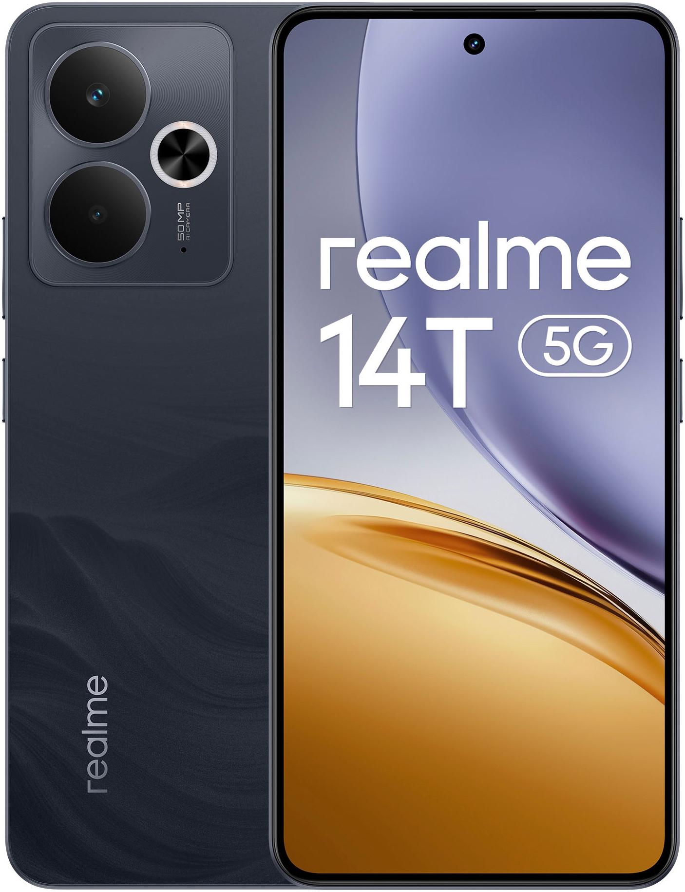 REALME Smartphone "14T", Energieeffizienz: A (A-G), schwarz (obsidian schwarz), 256 GB, Mobiltelefone