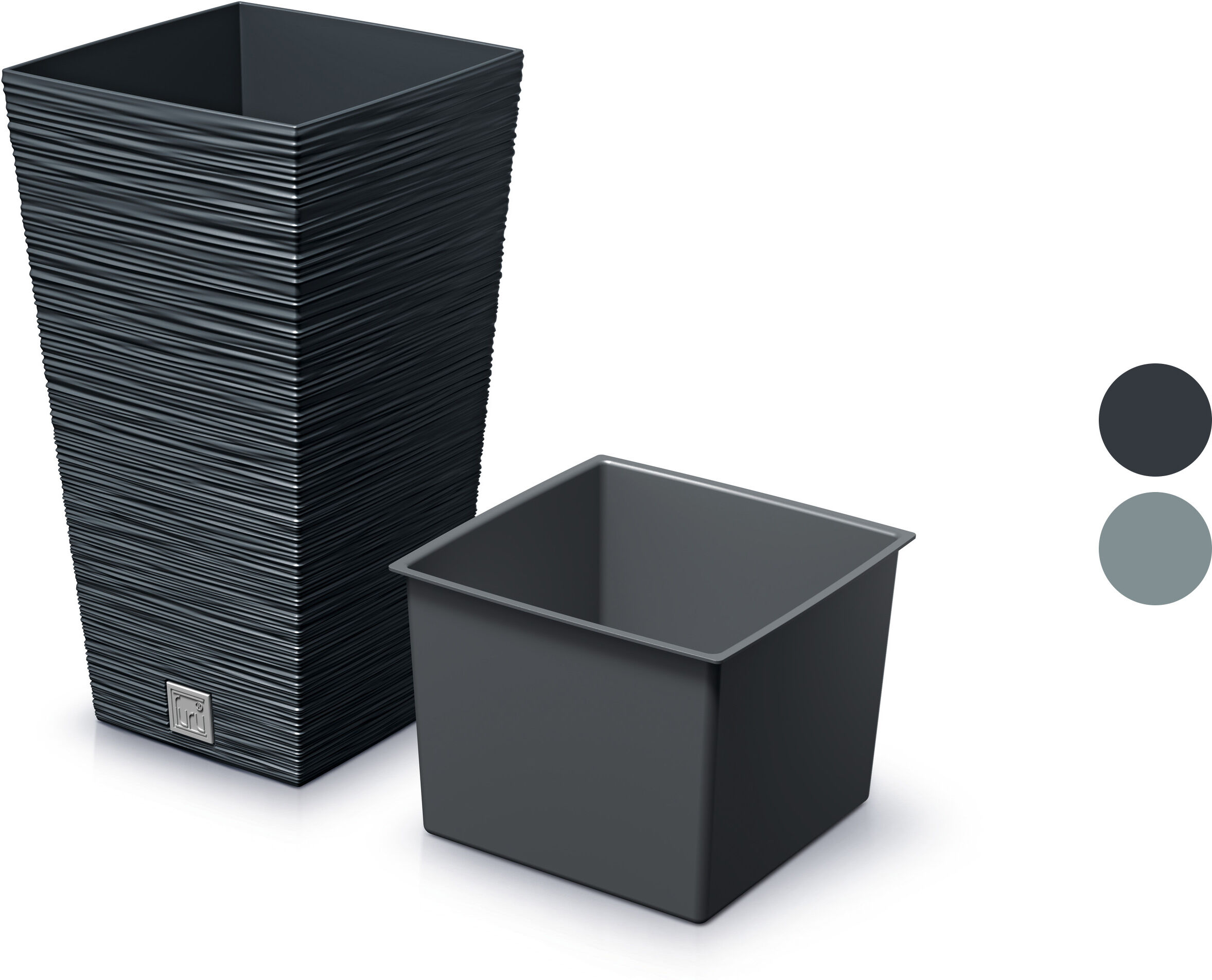 PROSPERPLAST Blumentopf »FURU SQUARE«, mit gerippter Struktur, quadratisch