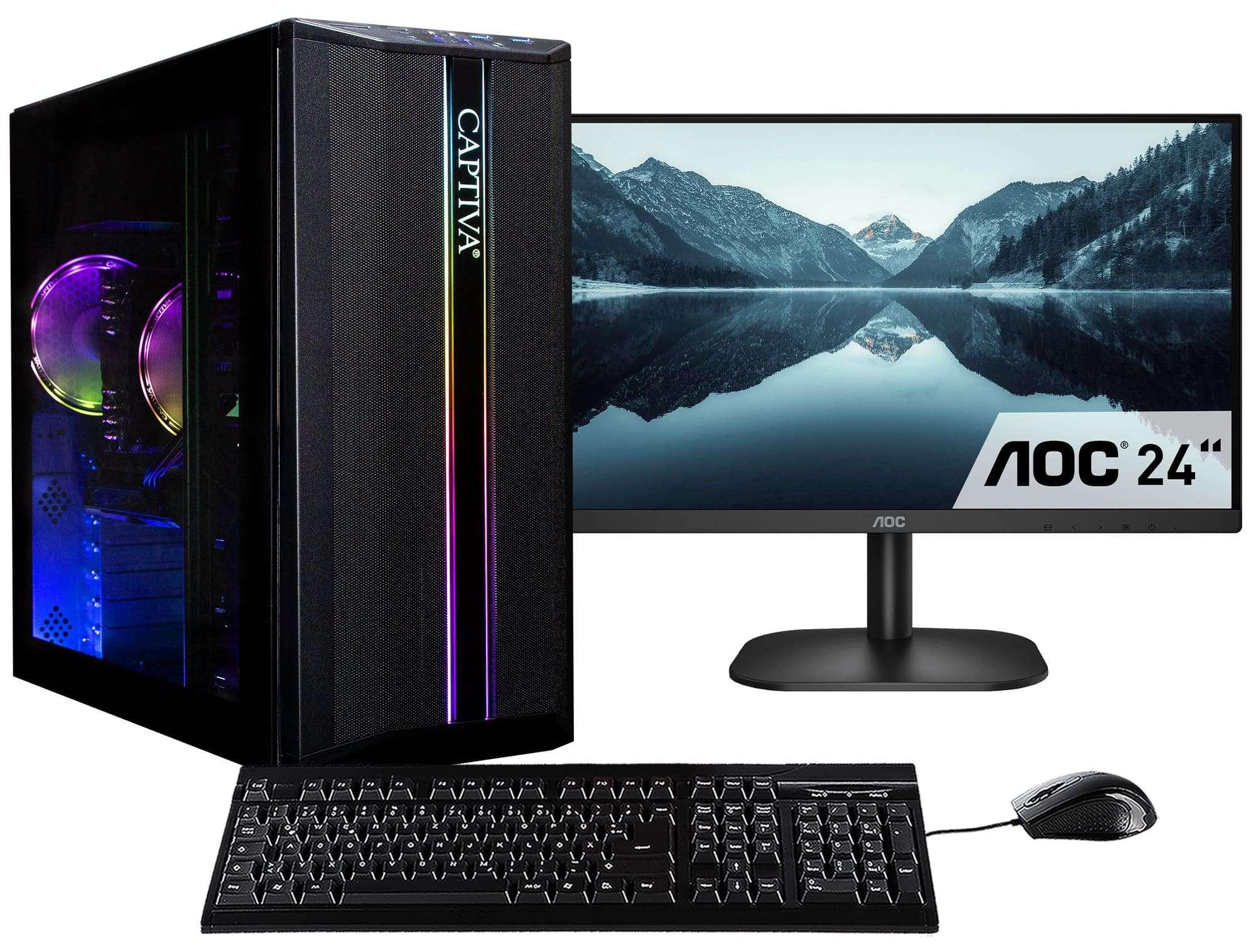 CAPTIVA Business-PC-Komplettsystem "Power Starter R80-019 TFT Bundle", Energieeffizienz: E (A-G), schwarz, Microsoft Windows 11 Home (64 Bit), 16 GB RAM 1.000 GB SSD, Computer_Komplettsysteme