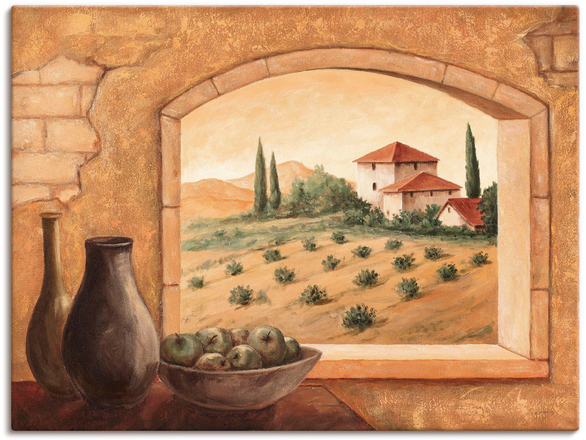 Leinwandbild ARTLAND "Toskana", beige (farbe bild(er): naturfarben), B:120cm H:90cm, Bilder, Leinwandbild, auf Holzrahmen gespannt
