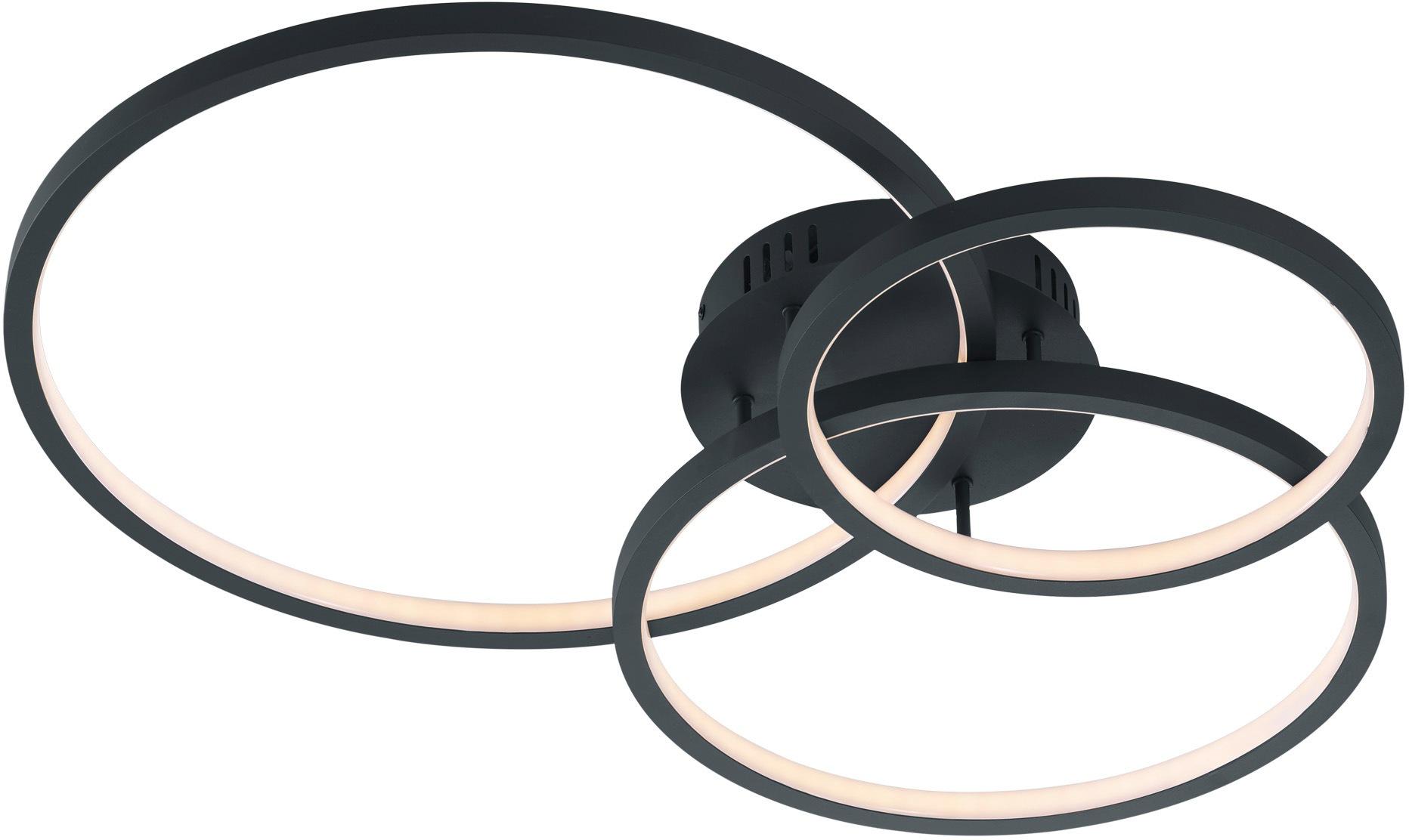 TRIO LEUCHTEN LED Deckenleuchte "Aaron", grau (anthrazit), 1, H: 11cm, 1 Stk., Leuchten, WiZ Smarthome Deckenlampe Steuerung Fernbedienung + App, RGB dimmbar, LED Deckenleuchte