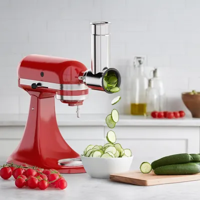 GVODE Edelstahl-Schneidemaschine, Schredder-Aufsatz für KitchenAid Standmixer, Salatbereiter, Schleifpulver mit 4 Klingen