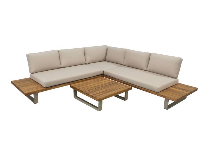 Ecklounge-Set Barstano Sand/Sable Akazienholz und Aluminium