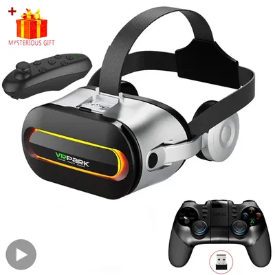 Viar 3D Virtual Reality VR-Brille, Headset, Bluetooth-Geräte, Helmlinsen, Schutzbrille, Smart Smartphone, Telefon, Kopfhörer, mobiles Spiel