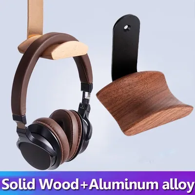 Universal Kopfhörer Ständer Massivholz Gaming Headset Aufhänger Walnuss Buche Ahorn Holz + Aluminium Legierung Kopf-montiert Kopfhörer Halter