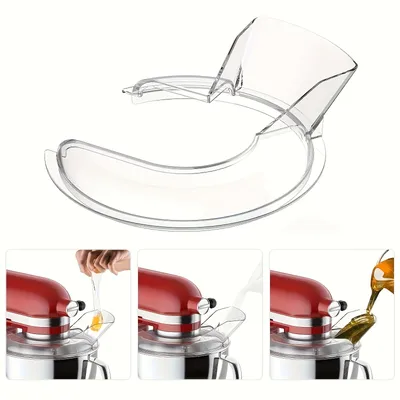 1 Stück Präzisions-Ausgießschutz für KitchenAid 4,5 und 5 Quart Standmixer mit neigbarem Kopf, transparenter Spritzschutz für Edelstahlschüssel