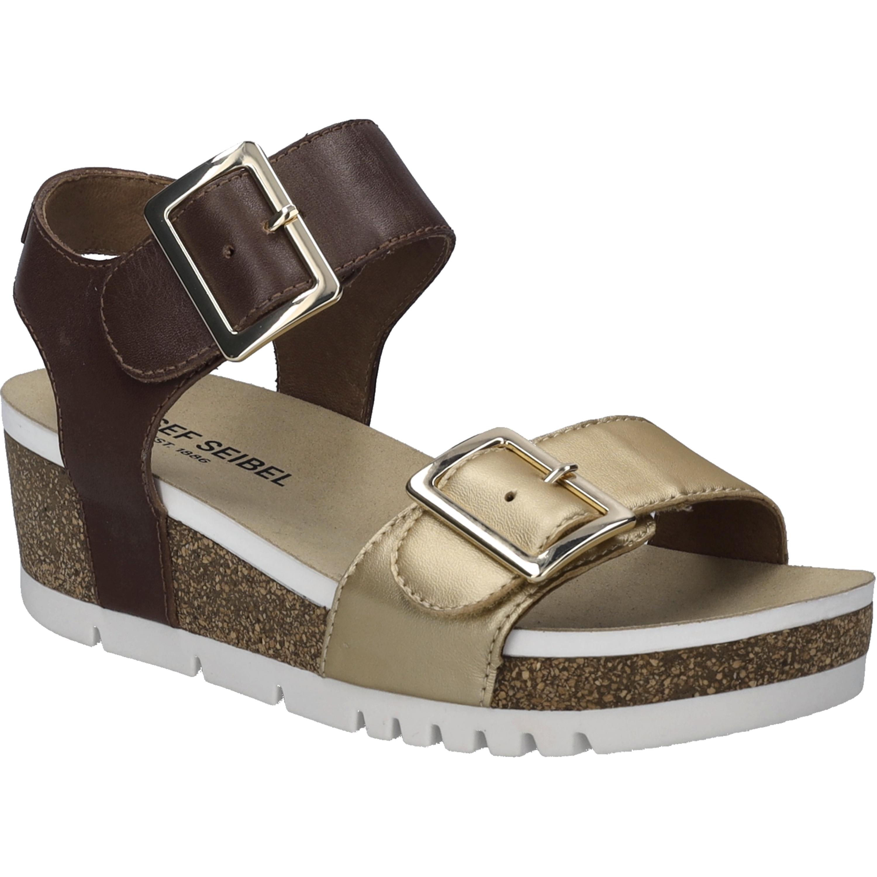 Sandale JOSEF SEIBEL "Quinn 02, gold-kombi", Damen, Gr. 40, gold (gold, kombi), Obermaterial: 100% Rindsleder Leather cow., Schuhe Sandale