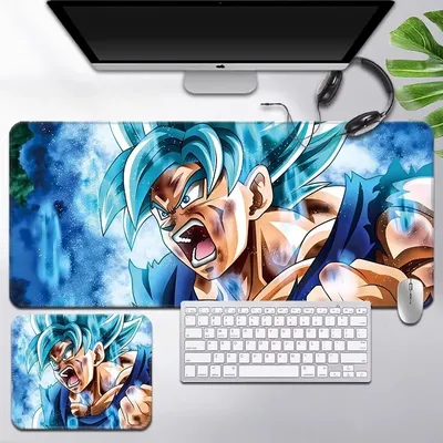 Neues Super Saiyan Animation Peripheriegerät Dragon Ball Leder-Mauspad HD-Bedruckt Son Goku Super Gaming Tastatur Büro-Schreibtischunterlage