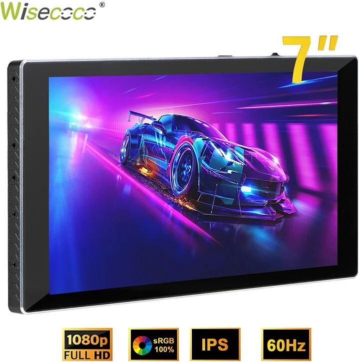 Wisecoco 7 Zoll tragbarer Touch-Monitor Gaming Laptop IPS LCD 1920 x 1080 FHD HDMI Typ C Display für PC Raspberry Pi XBox Switch