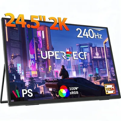 UPERFECT 24,5 "2K 240Hz Großer tragbarer Gaming Monitor QHD USB-C HDMI Computeranzeige FreeSync HDR 105%sRGB 180 ° Verstellbarer DC Augenpflege Bildschirm für Laptop PC MAC Telefon PS4 Xbox Switch