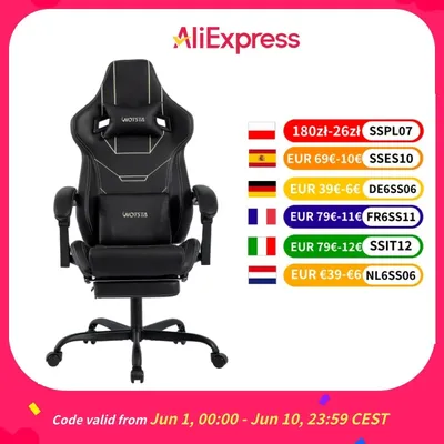 WOTSTA Gaming Chair Ergonomischer Gaming Chair Bürostuhl mit Fußstütze Racing Computerstuhl Höhenverstellbar Gepolstert Computerst