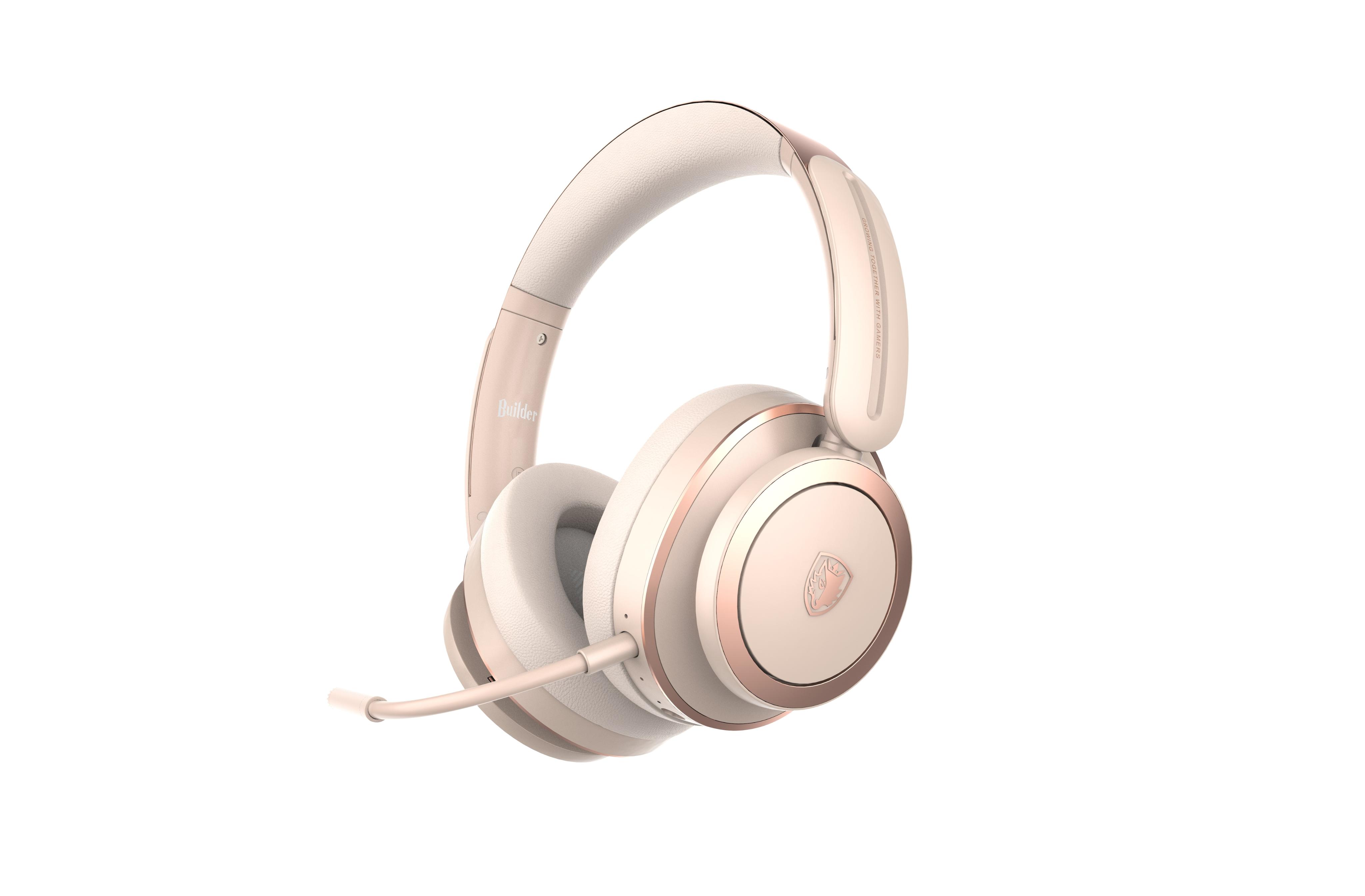 SADES Gaming-Headset "Builder SA-208", pink (gold, pink), Kopfhörer, kabellos, Stereo, Over Ear, Bluetooth 5.3, 3,5 mm