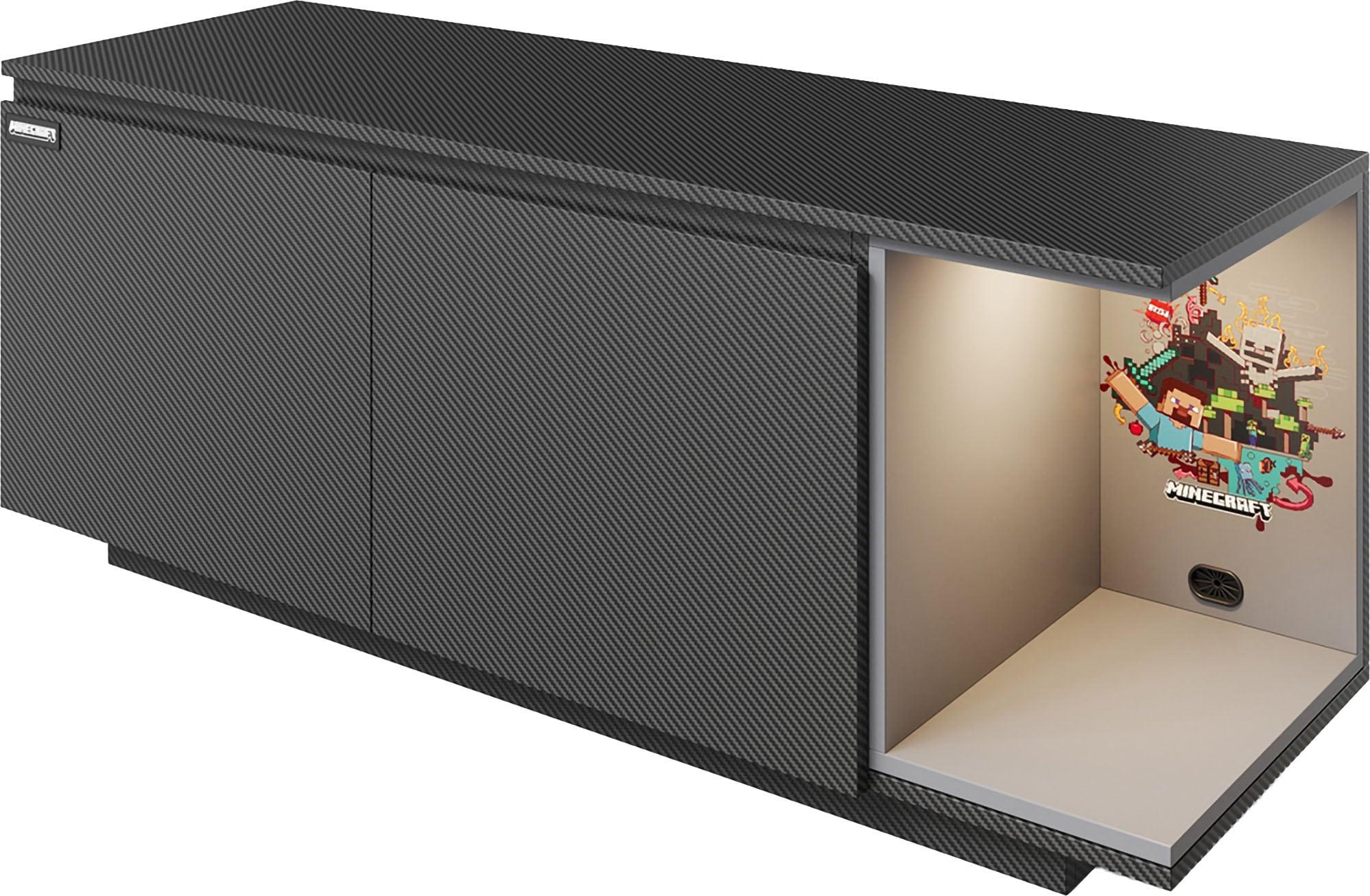 Lowboard PHOENIX "Minecraft Lowboard", schwarz, B:125cm H:54cm T:40cm, Holzwerkstoff, Sideboards, Lowboard, inkl Beleuchtung