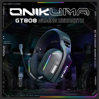 Onikuma Gt808 Drei-Modus mit Mikrofon E-Sports Wireless Gaming Headset RGB-Beleuchtung unterstützt Bluetooth 5,3 / 2,4 g / Aux 3,5 mm