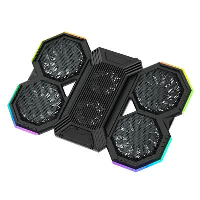 F12 Gaming Laptop Kühler Pad Sechs Lüfter 15,6 Zoll verstellbarer Notebook-Ständer RGB Schnelle Wärmeableitung mit 2 USB-Anschlüssen