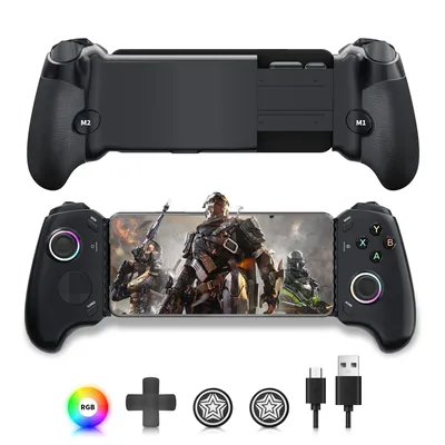 AceGamer Mobile Gaming Controller Typ C für iPhone 15-Serie/Android, Plug & Play Stretching Gamepad mit Hall-Effekt-Joysticks