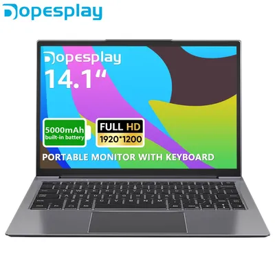Dopesplay 14,1 Zoll tragbarer Lapdock-Monitor mit Tastatur-Akku 1080P IPS 60 Hz Bildschirmanzeige für Laptop Steam Deck Mac Phone