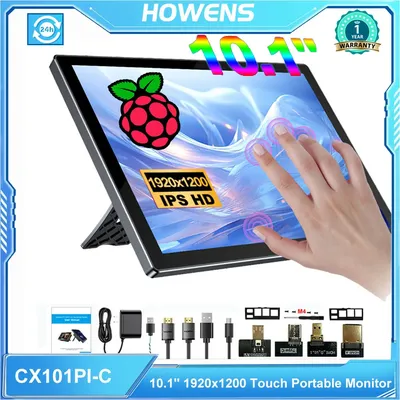 HOWENS 10,1 Zoll Touch-Monitor für Raspberry Pi 5 4 3 IPS 1920*1200 Bildschirm Unterstützung für PC Laptops Raspi Orange Banana Mini PC
