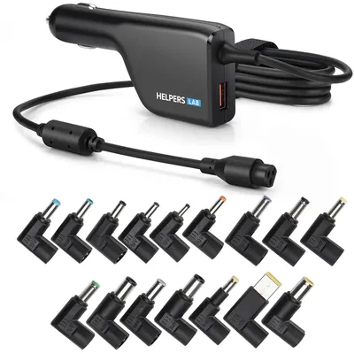 helpers lab 108W 12V-24V Ladegerät DC Universal Laptop Netzteil 15V 16V 18,5V 19V 19,5V 20V für Asus Acer Lenovo HP Compaq Dell Samsung Sony Toshiba IBM Medion LG mit USB QC3.0 Universalnezteil