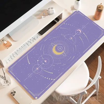 Großes Kawaii Lila Gaming Mauspad Mondphase Magic Celestia Mauspads XXL Schreibtischunterlage 900X400MM Rutschfestes Laptop-Schreibtischzubehör