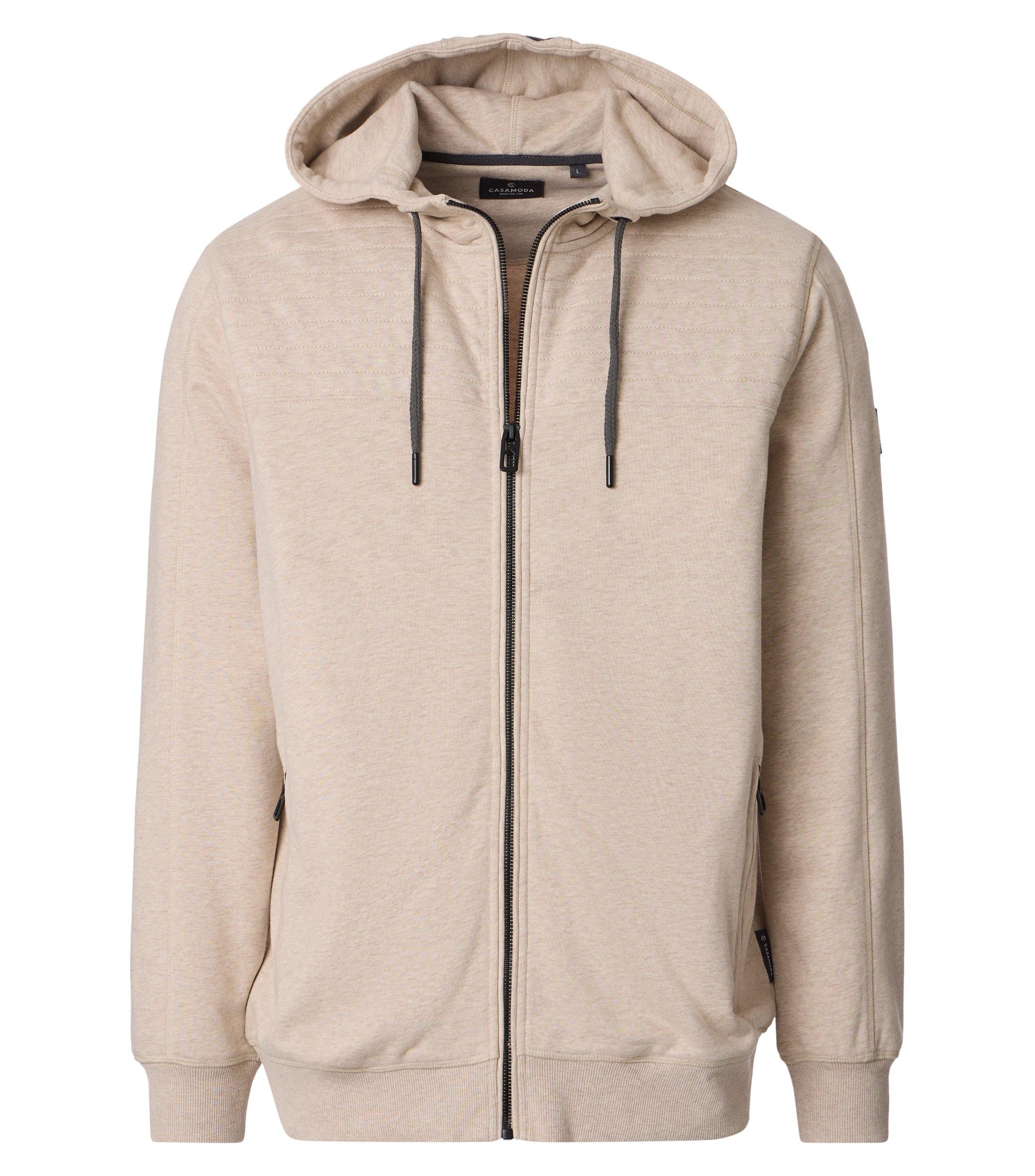 Sweatshirt CASAMODA "CASAMODA Sweatjacke uni", Herren, Gr. 5XL, beige, 60% Baumwolle, 40% Polyester, Sweatshirts Sweatshirt