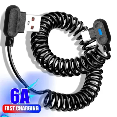 6A Schnelllade-Kurz-Spiraldatenkabel USB Typ C Winkel-Schnellladekabel für Samsung Huawei Xiaomi Handy-Ladegerät Datenkabel