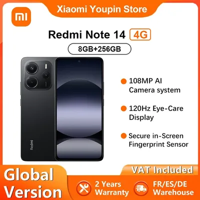 Globale Version Xiaomi Redmi Note 14 4G Smartphone 6,67" 120Hz Display MediaTek Helio G99-Ultra 108MP AI Kamera 5500mAh Akku