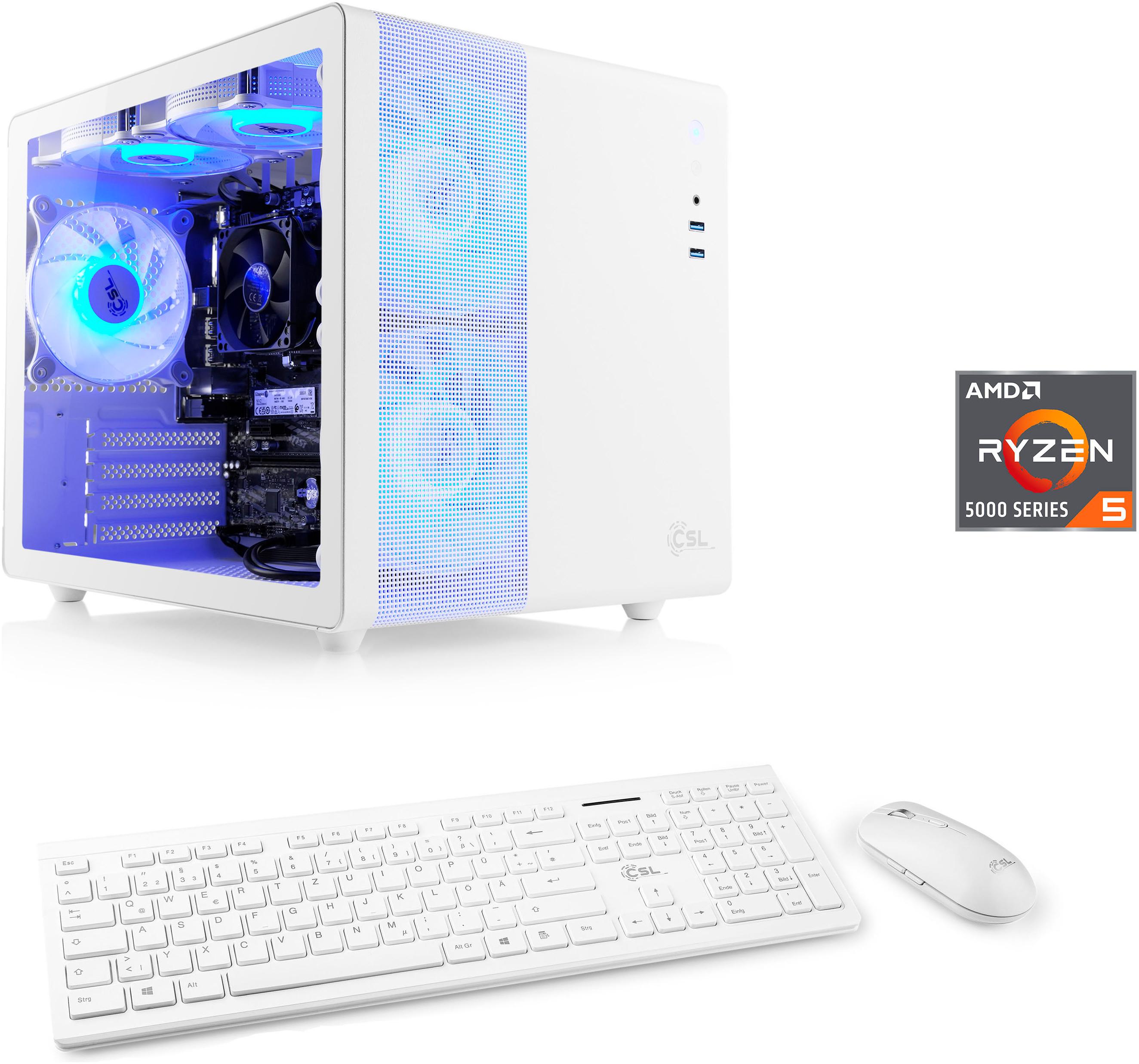 CSL PC "Cube V24179", weiß, Microsoft Windows 11 Home (64 Bit), 16 GB RAM 500 GB SSD, Desktop-PCs, PC