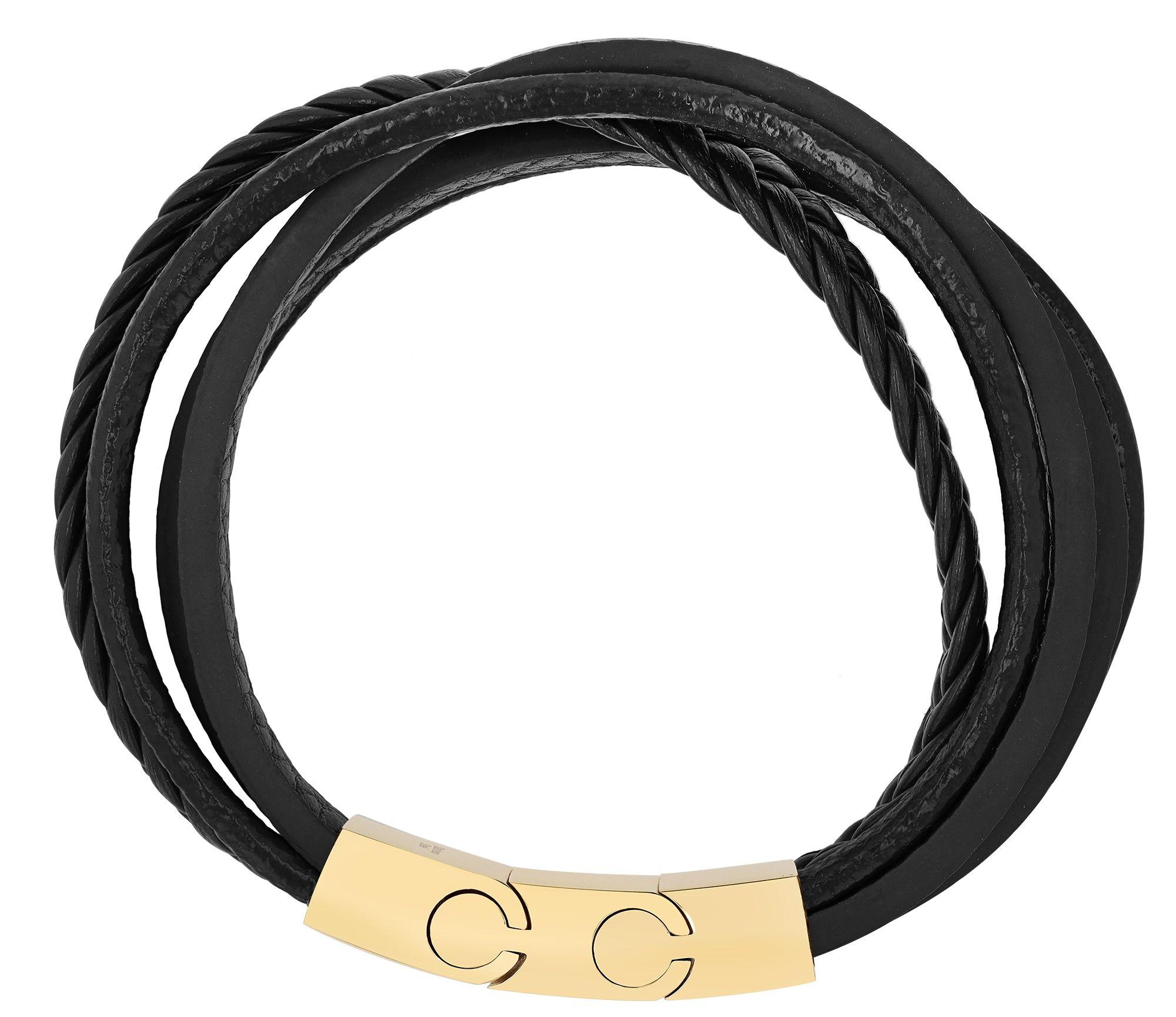 Armband ADELIA´S "Herren Armband – Lederarmband aus Leder 21 cm", schwarz, Armbänder, Herren, 21cm, Leder, Armband, Zum Verschenken – ideal zum Muttertag